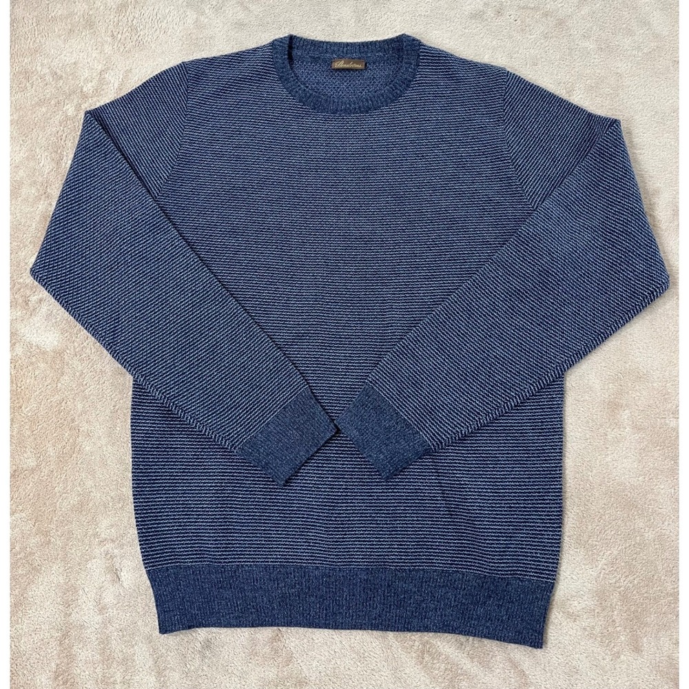 Stenströms Merino Heavy Knitted Crew-neck Sweater Men's M Blue Pullover L/S EUC